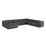 Martina modulares Panoramasofa, Rechte Seite, Sitztiefe 76 cm, aus Boucle in Anthrazit (Monet Anthracite), 406x316 cm von Micadoni – Bild 3