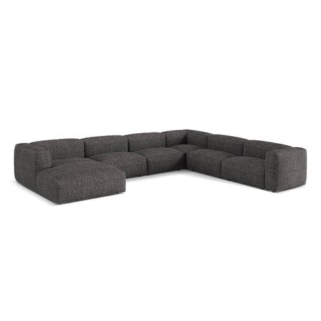 Martina modulares Panoramasofa, Rechte Seite, Sitztiefe 76 cm, aus Boucle in Anthrazit (Monet Anthracite), 406x316 cm von Micadoni – Bild 3