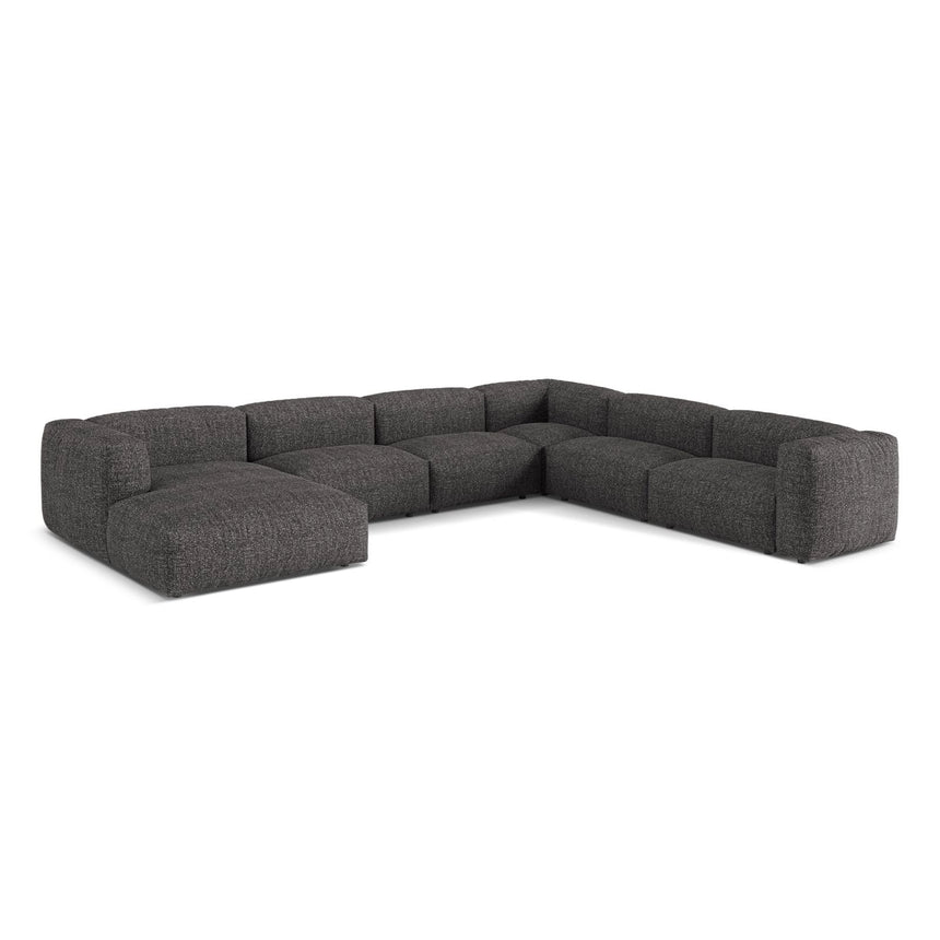 Martina modulares Panoramasofa, Rechte Seite, Sitztiefe 76 cm, aus Boucle in Anthrazit (Monet Anthracite), 406x316 cm von Micadoni – Bild 3
