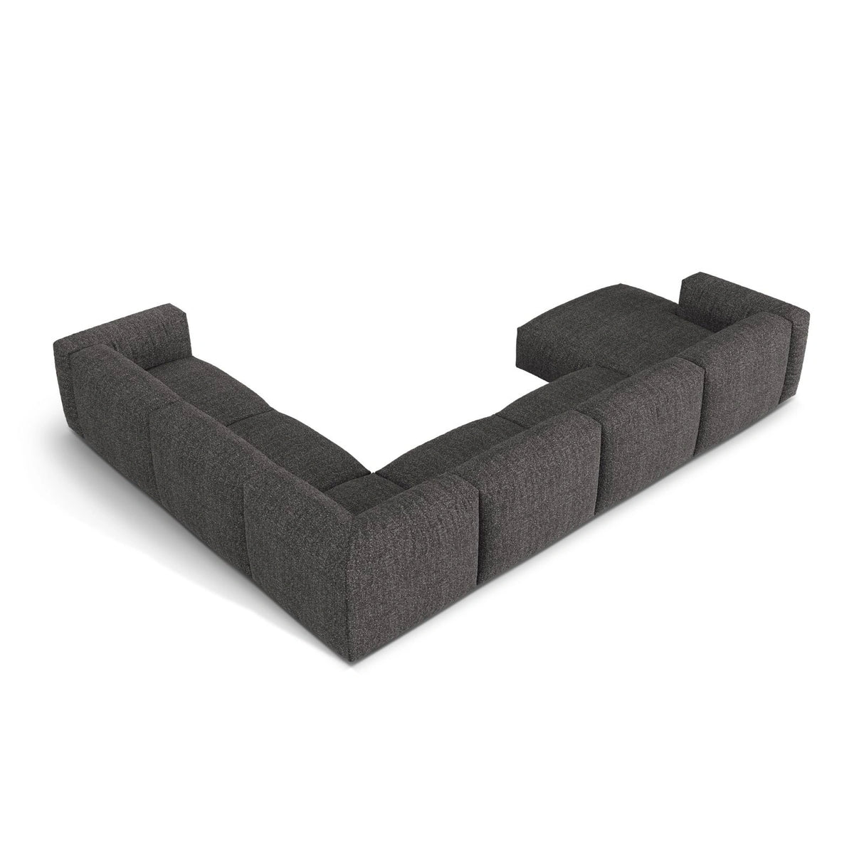 Martina modulares Panoramasofa, Rechte Seite, Sitztiefe 76 cm, aus Boucle in Anthrazit (Monet Anthracite), 406x316 cm von Micadoni – Bild 4