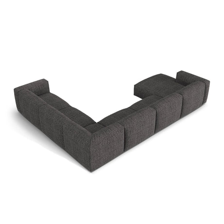 Martina modulares Panoramasofa, Rechte Seite, Sitztiefe 76 cm, aus Boucle in Anthrazit (Monet Anthracite), 406x316 cm von Micadoni – Bild 4