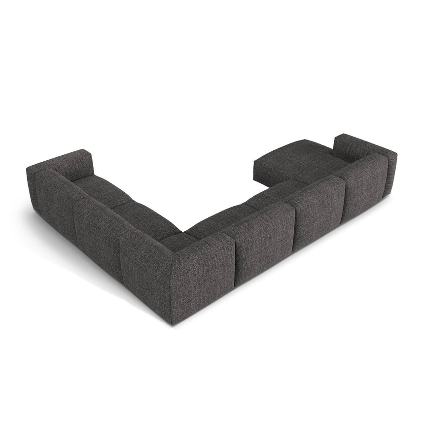Martina modulares Panoramasofa, Rechte Seite, Sitztiefe 76 cm, aus Boucle in Anthrazit (Monet Anthracite), 406x316 cm von Micadoni – Bild 4