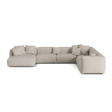 Martina modulares Panoramasofa, Rechte Seite, Sitztiefe 76 cm, aus Boucle in Beige (Monet Sand), 406x316 cm von Micadoni – Bild 1