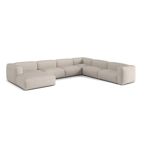 Martina modulares Panoramasofa, Rechte Seite, Sitztiefe 76 cm, aus Boucle in Beige (Monet Sand), 406x316 cm von Micadoni – Bild 3