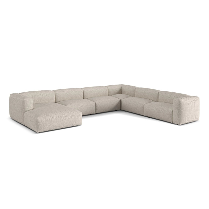 Martina modulares Panoramasofa, Rechte Seite, Sitztiefe 76 cm, aus Boucle in Beige (Monet Sand), 406x316 cm von Micadoni – Bild 3