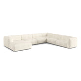 Martina modulares Panoramasofa, Rechte Seite, Sitztiefe 76 cm, aus Boucle in Elfenbein (Monet Nata), 406x316 cm von Micadoni – Bild 3