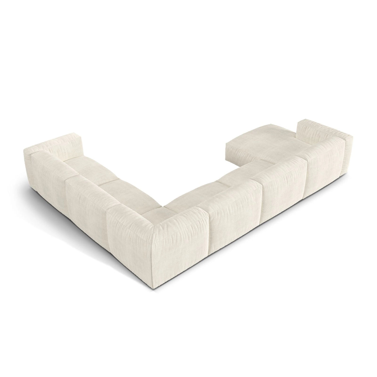 Martina modulares Panoramasofa, Rechte Seite, Sitztiefe 76 cm, aus Boucle in Elfenbein (Monet Nata), 406x316 cm von Micadoni – Bild 4