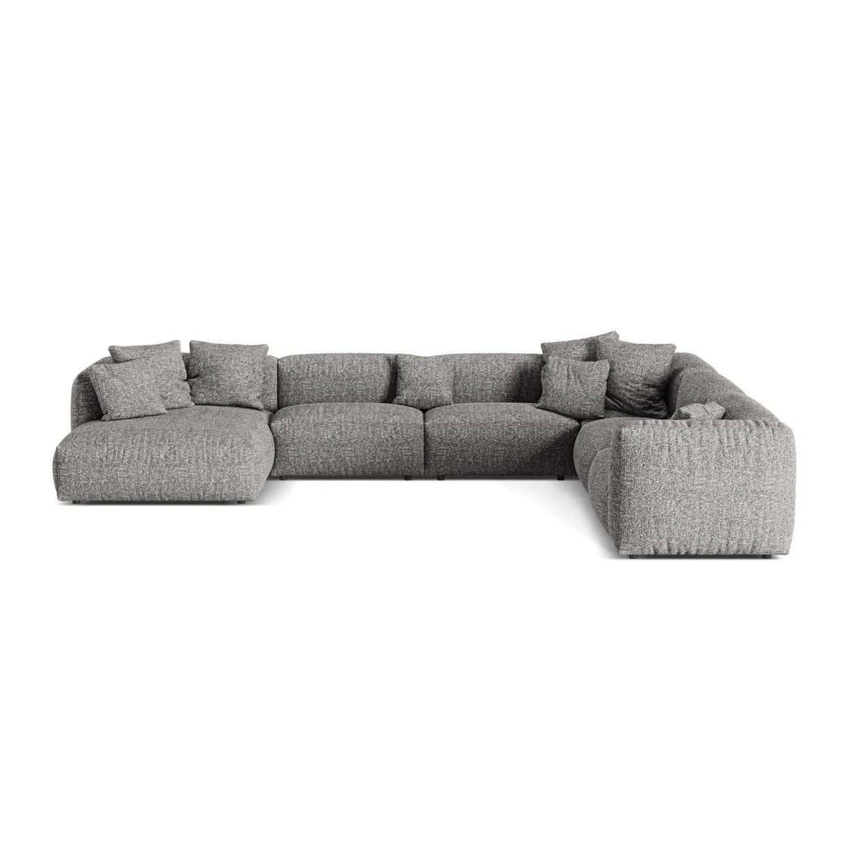 Martina modulares Panoramasofa, Rechte Seite, Sitztiefe 76 cm, aus Boucle in Graphit (Monet Graphite), 406x316 cm von Micadoni – Bild 1