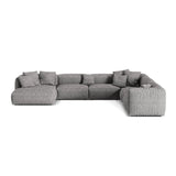 Martina modulares Panoramasofa, Rechte Seite, Sitztiefe 76 cm, aus Boucle in Graphit (Monet Graphite), 406x316 cm von Micadoni – Bild 1