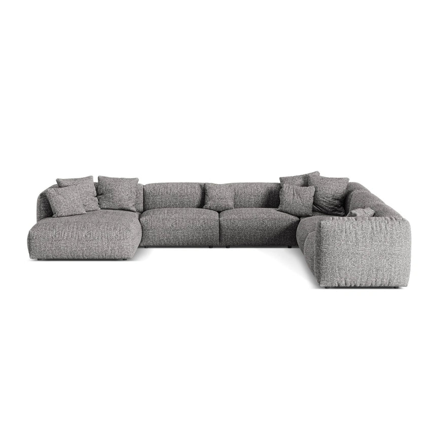 Martina modulares Panoramasofa, Rechte Seite, Sitztiefe 76 cm, aus Boucle in Graphit (Monet Graphite), 406x316 cm von Micadoni – Bild 1