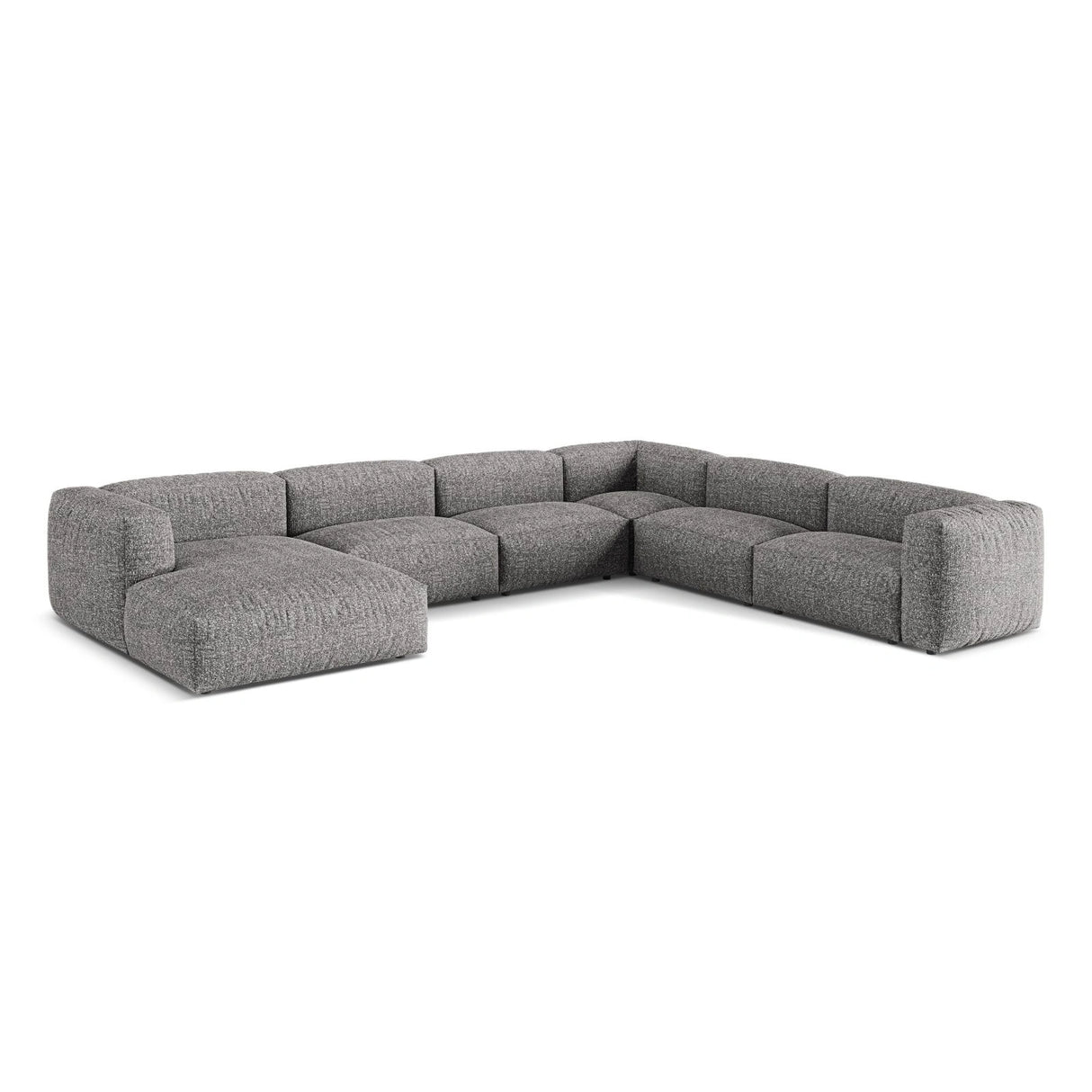 Martina modulares Panoramasofa, Rechte Seite, Sitztiefe 76 cm, aus Boucle in Graphit (Monet Graphite), 406x316 cm von Micadoni – Bild 3