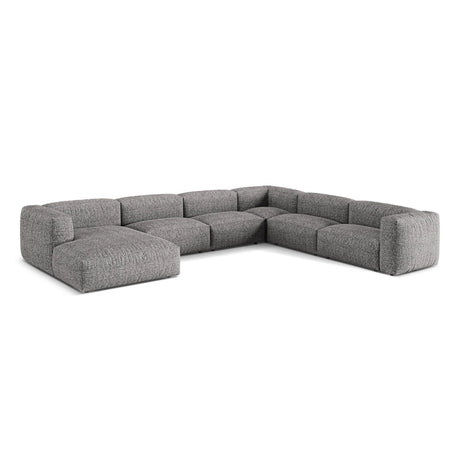 Martina modulares Panoramasofa, Rechte Seite, Sitztiefe 76 cm, aus Boucle in Graphit (Monet Graphite), 406x316 cm von Micadoni – Bild 3
