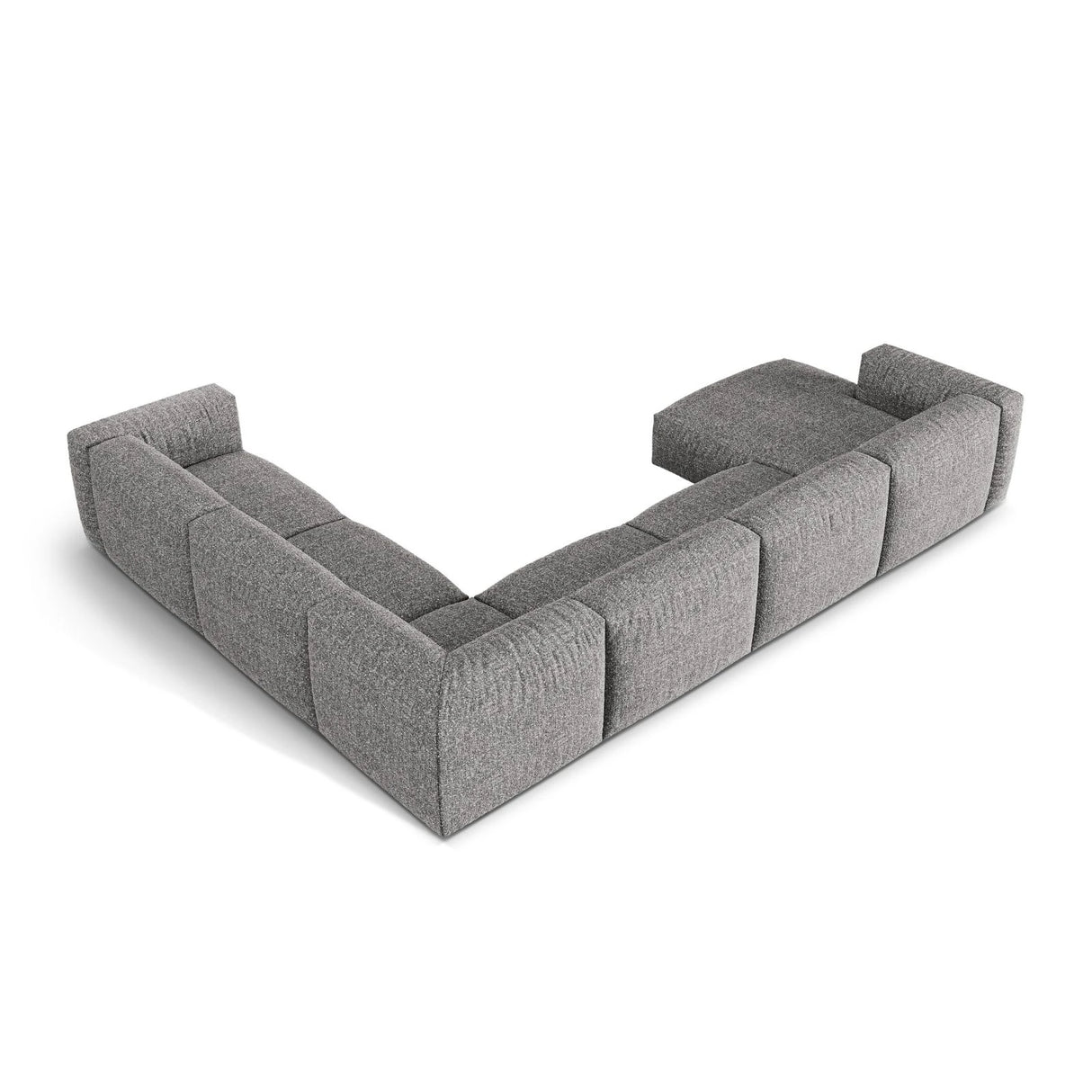 Martina modulares Panoramasofa, Rechte Seite, Sitztiefe 76 cm, aus Boucle in Graphit (Monet Graphite), 406x316 cm von Micadoni – Bild 4
