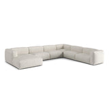 Martina modulares Panoramasofa, Rechte Seite, Sitztiefe 76 cm, aus Boucle in Grau Beige meliert (Monet Pearl), 406x316 cm von Micadoni – Bild 3