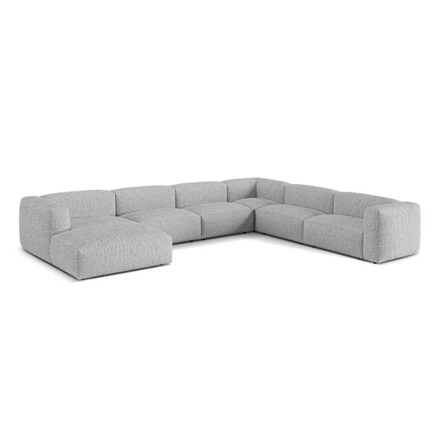 Martina modulares Panoramasofa, Rechte Seite, Sitztiefe 76 cm, aus Boucle in Silber (Monet Silver), 406x316 cm von Micadoni – Bild 3