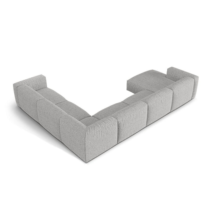 Martina modulares Panoramasofa, Rechte Seite, Sitztiefe 76 cm, aus Boucle in Silber (Monet Silver), 406x316 cm von Micadoni – Bild 4