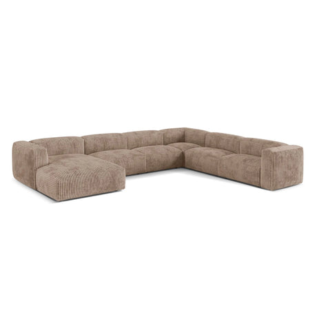 Martina modulares Panoramasofa, Rechte Seite, Sitztiefe 76 cm, aus Cord in Acorn (Tilia 17), 406x316 cm von Micadoni – Bild 3