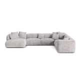Martina modulares Panoramasofa, Rechte Seite, Sitztiefe 76 cm, aus Cord in Hellgrau (Tilia 86), 406x316 cm von Micadoni – Bild 1