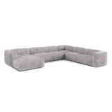 Martina modulares Panoramasofa, Rechte Seite, Sitztiefe 76 cm, aus Cord in Hellgrau (Tilia 86), 406x316 cm von Micadoni – Bild 3