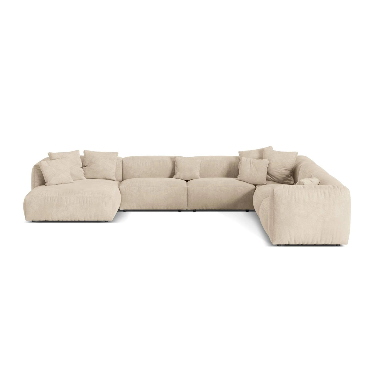 Martina modulares Panoramasofa, Rechte Seite, Sitztiefe 76 cm, aus Samt, Cord, Boucle oder Strukturstoff, 406x316 cm von Micadoni – Bild 1