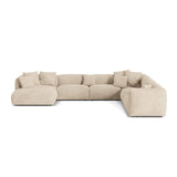 Martina modulares Panoramasofa, Rechte Seite, Sitztiefe 76 cm, aus Samt, Cord, Boucle oder Strukturstoff, 406x316 cm von Micadoni – Bild 1