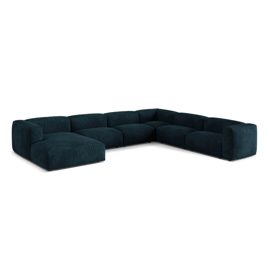 Martina modulares Panoramasofa, Rechte Seite, Sitztiefe 76 cm, aus Samt in Deep Petrol (Vogue 13), 406x316 cm von Micadoni – Bild 3