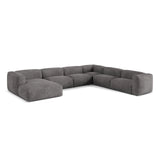 Martina modulares Panoramasofa, Rechte Seite, Sitztiefe 76 cm, aus Samt in Grau (Vogue 15), 406x316 cm von Micadoni – Bild 3