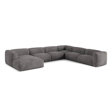 Martina modulares Panoramasofa, Rechte Seite, Sitztiefe 76 cm, aus Samt in Grau (Vogue 15), 406x316 cm von Micadoni – Bild 3