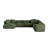Martina modulares Panoramasofa, Rechte Seite, Sitztiefe 76 cm, aus Samt in Grün (Vogue 11), 406x316 cm von Micadoni – Bild 1