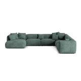 Martina modulares Panoramasofa, Rechte Seite, Sitztiefe 76 cm, aus Samt in Petrol (Vogue 12), 406x316 cm von Micadoni – Bild 1