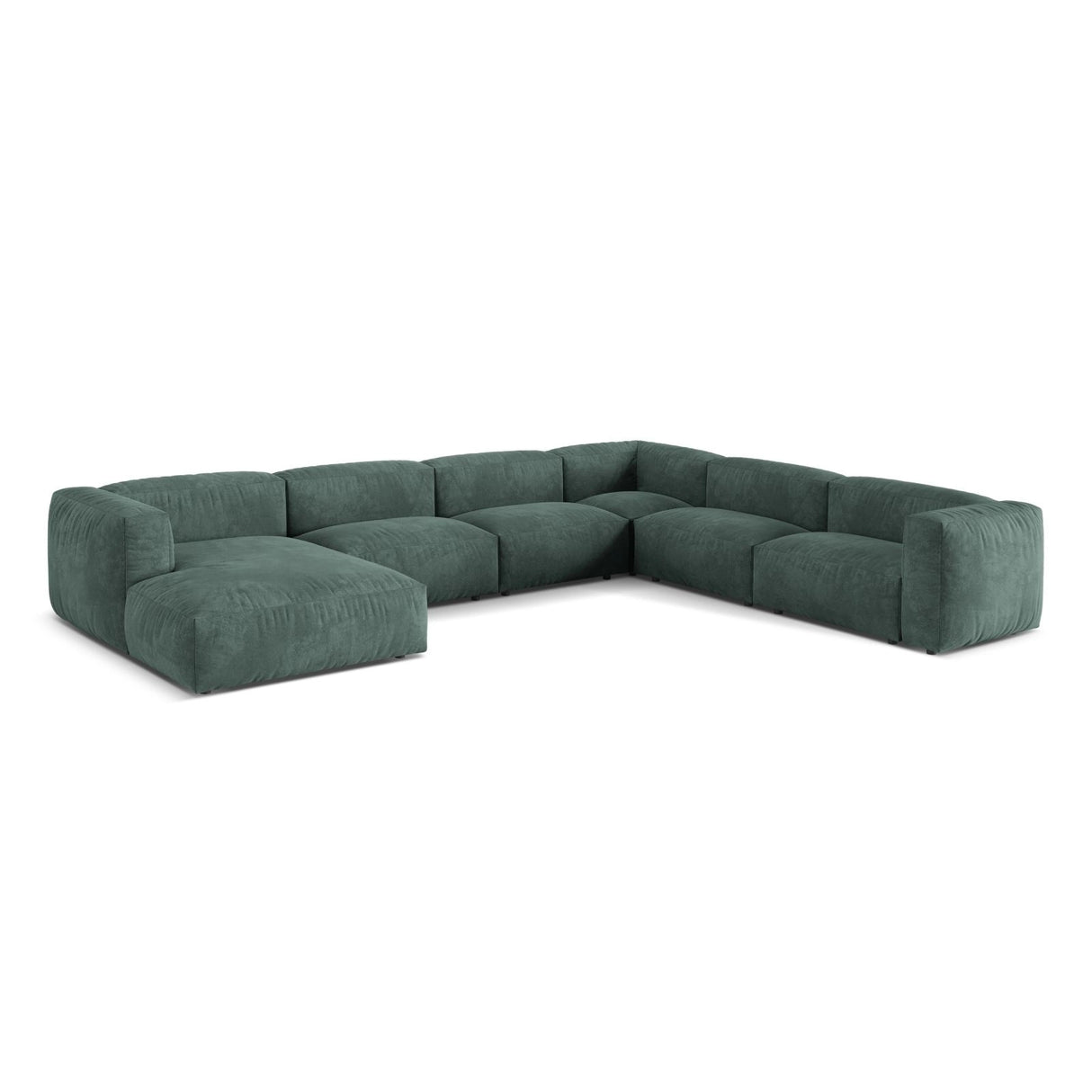 Martina modulares Panoramasofa, Rechte Seite, Sitztiefe 76 cm, aus Samt in Petrol (Vogue 12), 406x316 cm von Micadoni – Bild 3