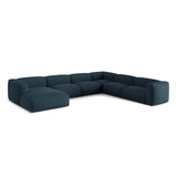 Martina modulares Panoramasofa, Rechte Seite, Sitztiefe 76 cm, aus Strukturierter Stoff in Blau Jeans (Boston Ocean), 406x316 cm von Micadoni – Bild 3
