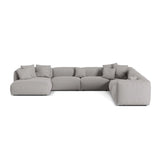Martina modulares Panoramasofa, Rechte Seite, Sitztiefe 76 cm, aus Strukturierter Stoff in Hellgrau (Boston Light Grey), 406x316 cm von Micadoni – Bild 1