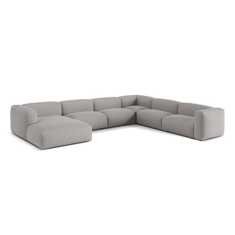 Martina modulares Panoramasofa, Rechte Seite, Sitztiefe 76 cm, aus Strukturierter Stoff in Hellgrau (Boston Light Grey), 406x316 cm von Micadoni – Bild 3