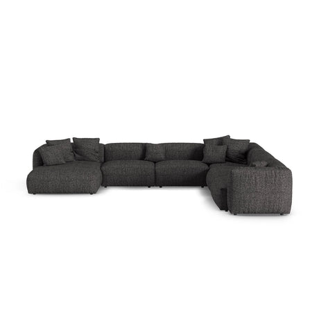 Martina modulares Panoramasofa, Rechte Seite, Sitztiefe 90 cm, aus Boucle in Anthrazit (Monet Anthracite), 420x330 cm von Micadoni – Bild 1