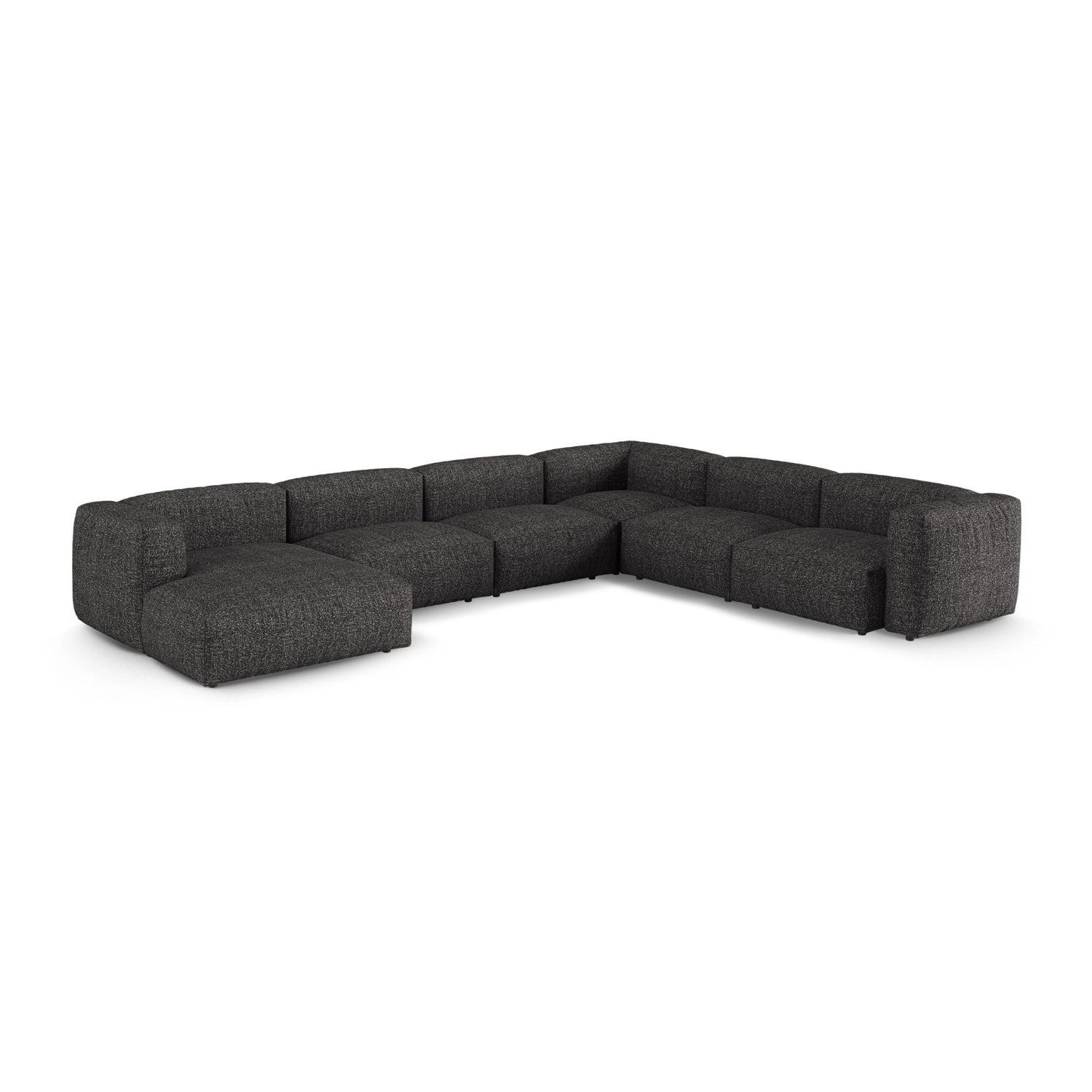 Martina modulares Panoramasofa, Rechte Seite, Sitztiefe 90 cm, aus Boucle in Anthrazit (Monet Anthracite), 420x330 cm von Micadoni – Bild 3