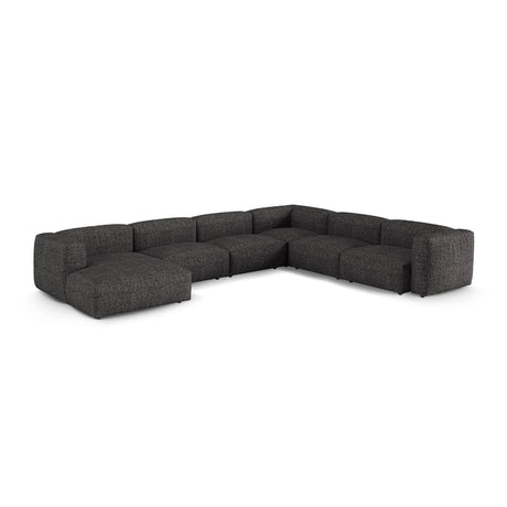 Martina modulares Panoramasofa, Rechte Seite, Sitztiefe 90 cm, aus Boucle in Anthrazit (Monet Anthracite), 420x330 cm von Micadoni – Bild 3