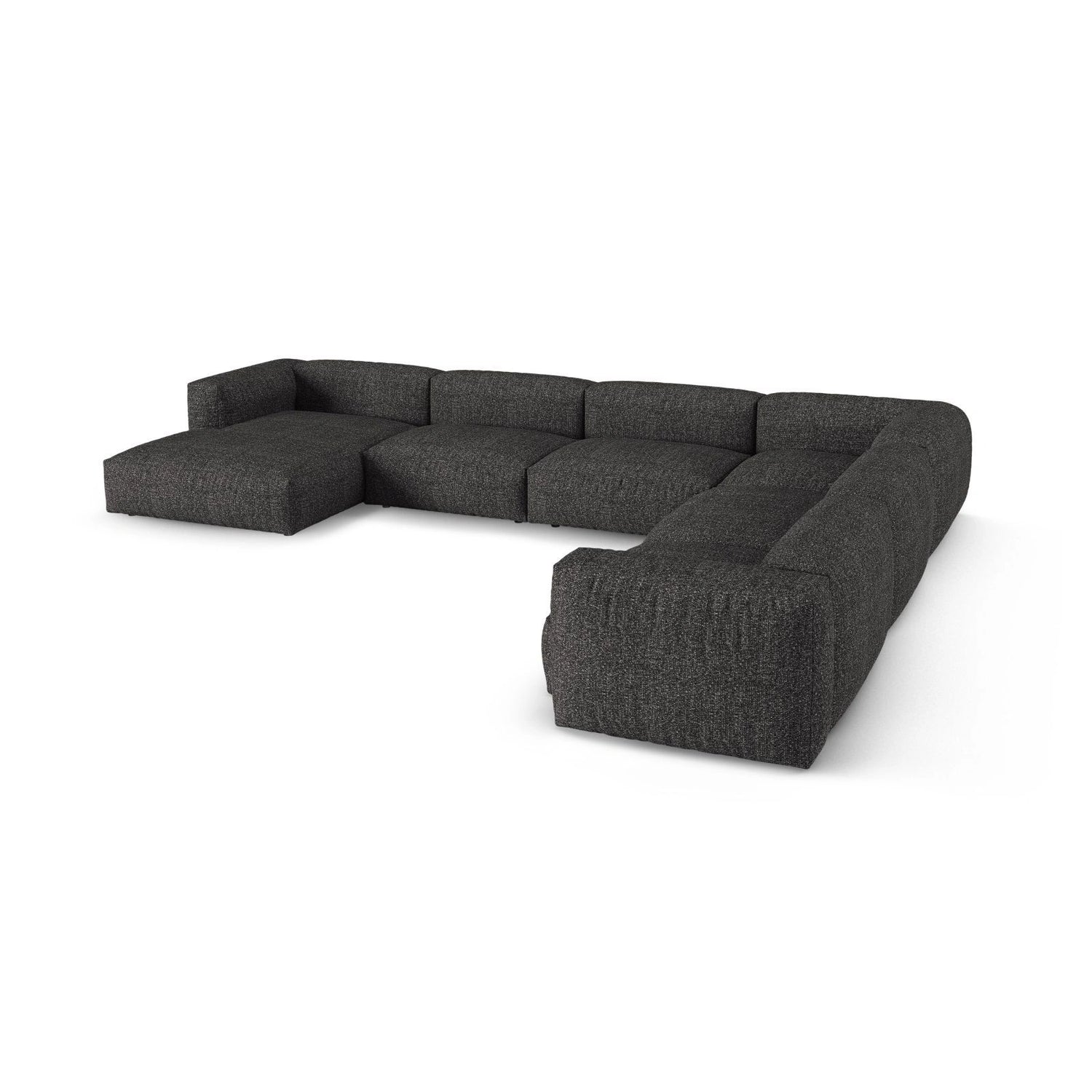 Martina modulares Panoramasofa, Rechte Seite, Sitztiefe 90 cm, aus Boucle in Anthrazit (Monet Anthracite), 420x330 cm von Micadoni – Bild 4