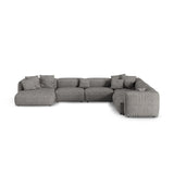 Martina modulares Panoramasofa, Rechte Seite, Sitztiefe 90 cm, aus Boucle in Graphit (Monet Graphite), 420x330 cm von Micadoni – Bild 1