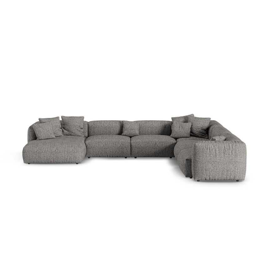 Martina modulares Panoramasofa, Rechte Seite, Sitztiefe 90 cm, aus Boucle in Graphit (Monet Graphite), 420x330 cm von Micadoni – Bild 1