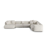 Martina modulares Panoramasofa, Rechte Seite, Sitztiefe 90 cm, aus Boucle in Grau Beige meliert (Monet Pearl), 420x330 cm von Micadoni – Bild 1
