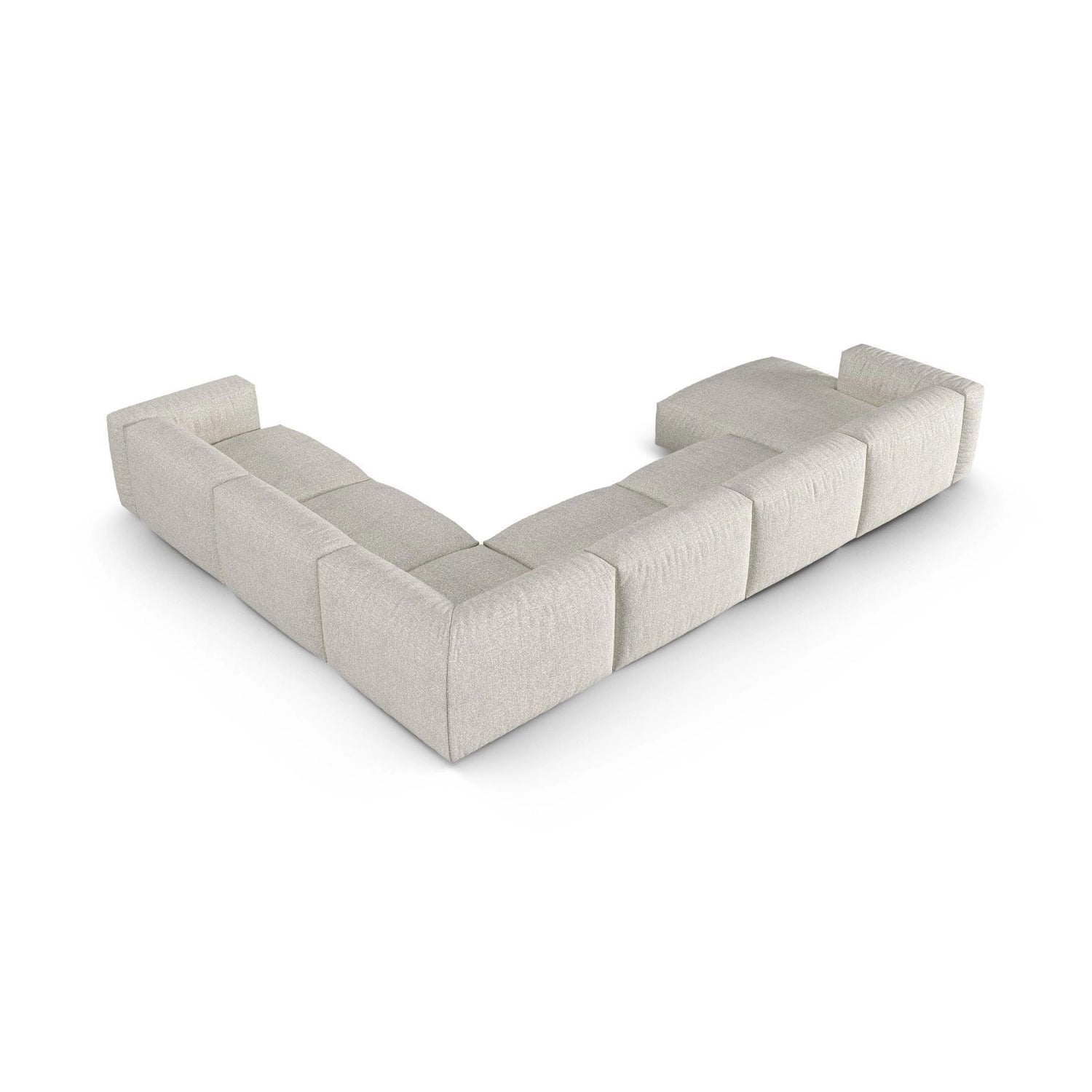 Martina modulares Panoramasofa, Rechte Seite, Sitztiefe 90 cm, aus Boucle in Grau Beige meliert (Monet Pearl), 420x330 cm von Micadoni – Bild 5