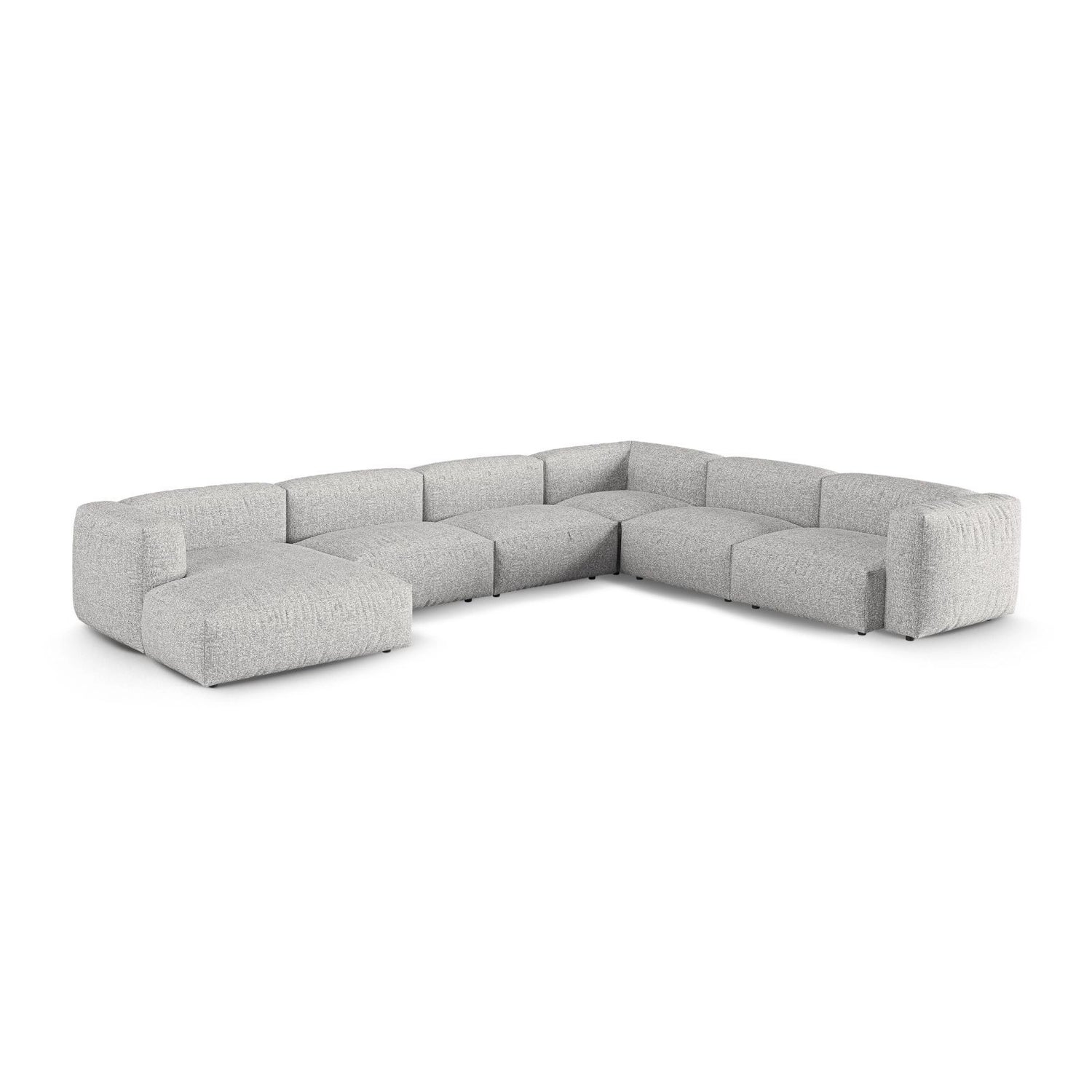 Martina modulares Panoramasofa, Rechte Seite, Sitztiefe 90 cm, aus Boucle in Silber (Monet Silver), 420x330 cm von Micadoni – Bild 3
