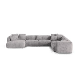 Martina modulares Panoramasofa, Rechte Seite, Sitztiefe 90 cm, aus Cord in Hellgrau (Tilia 86), 420x330 cm von Micadoni – Bild 1