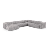 Martina modulares Panoramasofa, Rechte Seite, Sitztiefe 90 cm, aus Cord in Hellgrau (Tilia 86), 420x330 cm von Micadoni – Bild 3