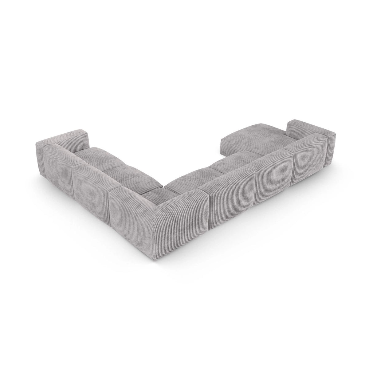 Martina modulares Panoramasofa, Rechte Seite, Sitztiefe 90 cm, aus Cord in Hellgrau (Tilia 86), 420x330 cm von Micadoni – Bild 5