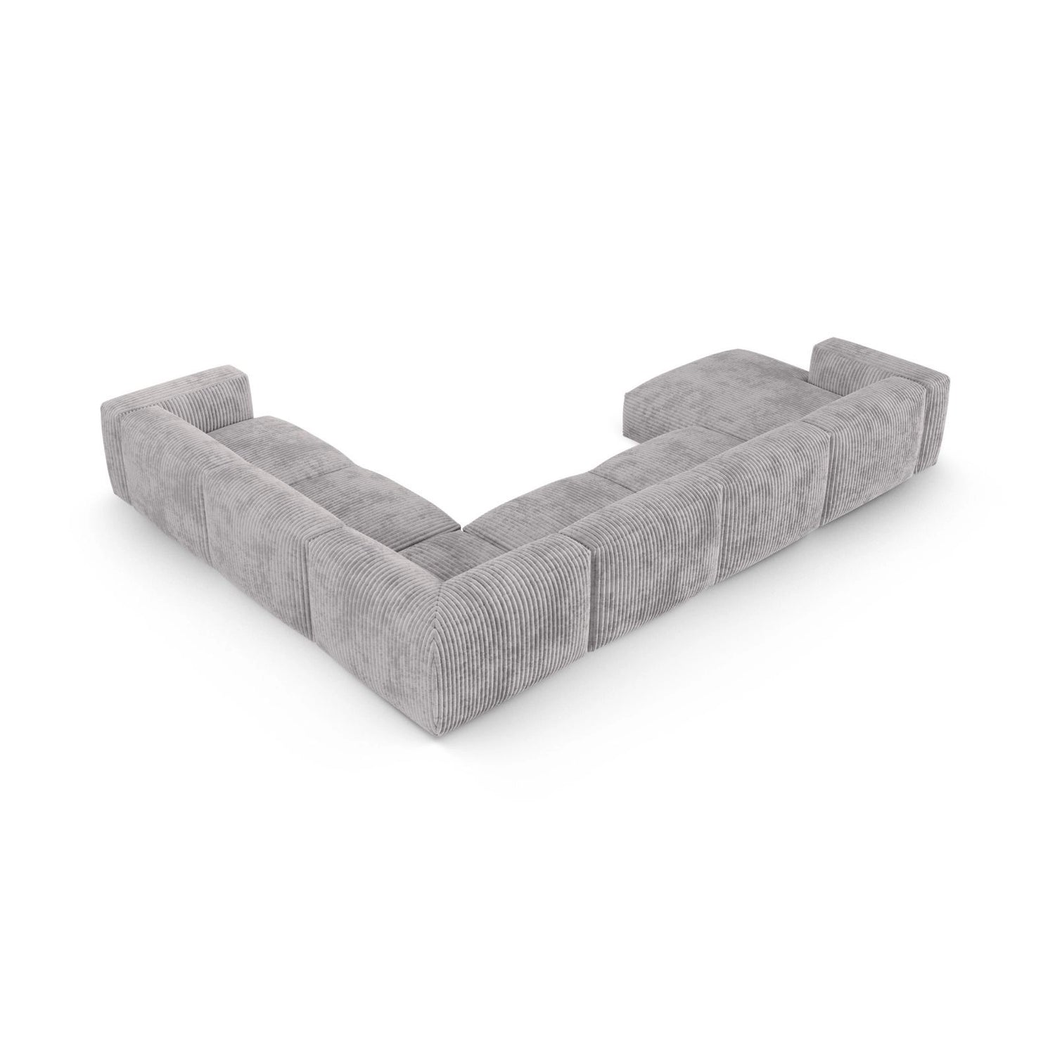 Martina modulares Panoramasofa, Rechte Seite, Sitztiefe 90 cm, aus Cord in Hellgrau (Tilia 86), 420x330 cm von Micadoni – Bild 5