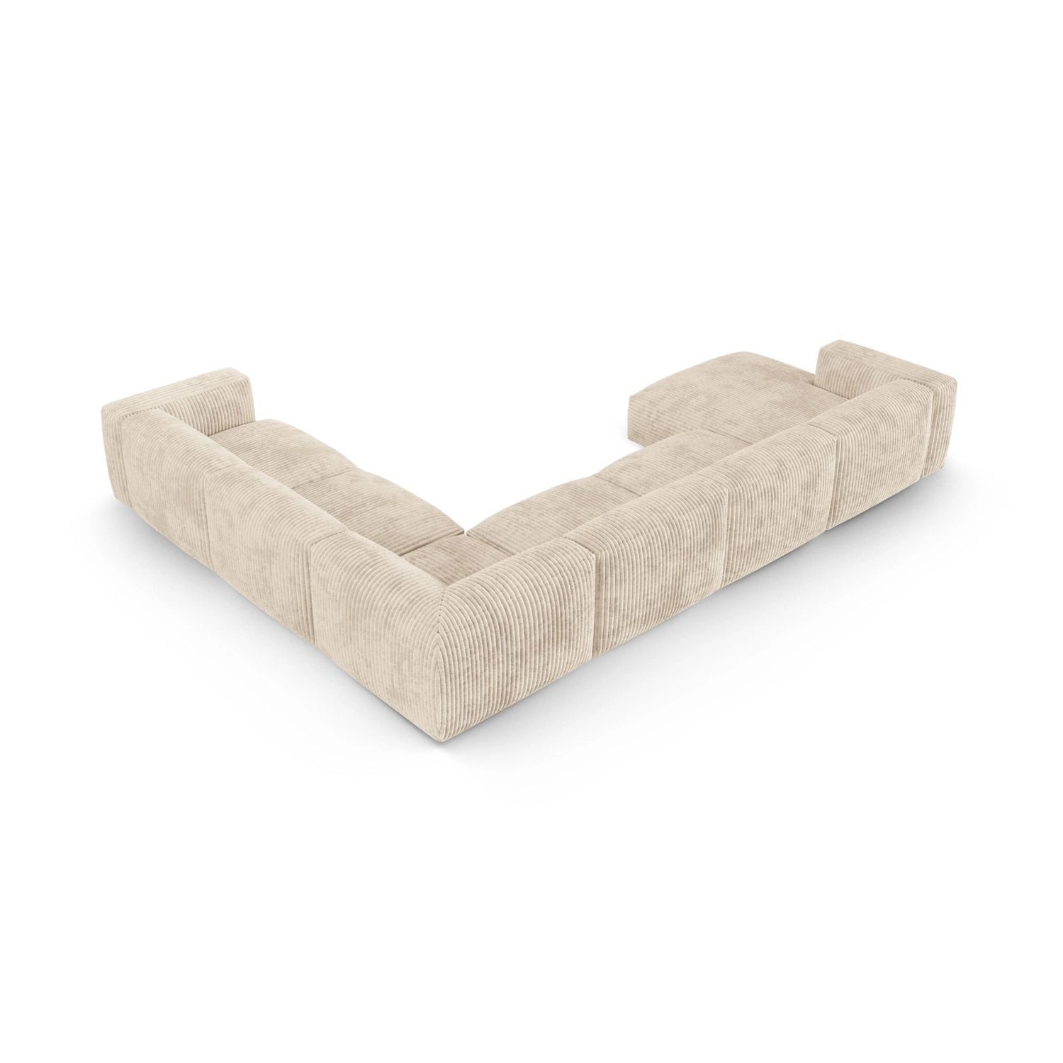 Martina modulares Panoramasofa, Rechte Seite, Sitztiefe 90 cm, aus Cord in Leichtes Beige (Tilia 03), 420x330 cm von Micadoni – Bild 5