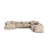 Martina modulares Panoramasofa, Rechte Seite, Sitztiefe 90 cm, aus Samt, Cord, Boucle oder Strukturstoff, 420x330 cm von Micadoni – Bild 1