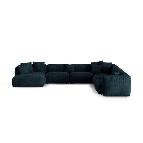 Martina modulares Panoramasofa, Rechte Seite, Sitztiefe 90 cm, aus Samt in Deep Petrol (Vogue 13), 420x330 cm von Micadoni – Bild 1